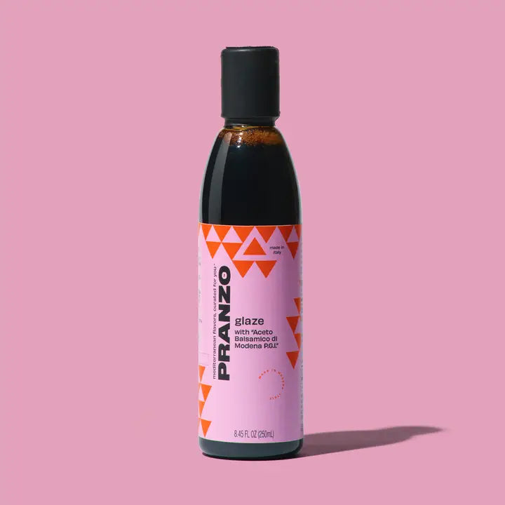 PRANZO balsamic glaze in a sleek bottle, ideal for drizzling on salads and dishes