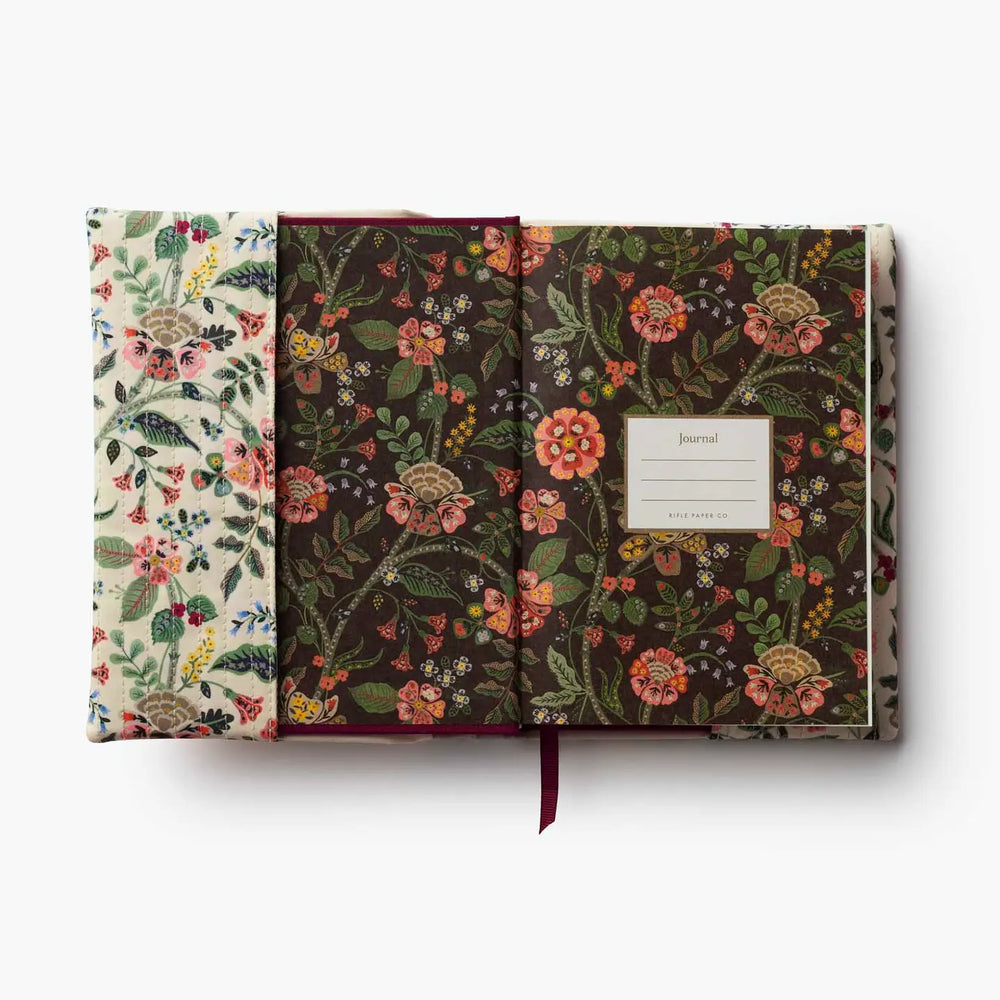 Rifle Paper Co. quilted floral journal with beautiful floral designs and a ribbon bookmark