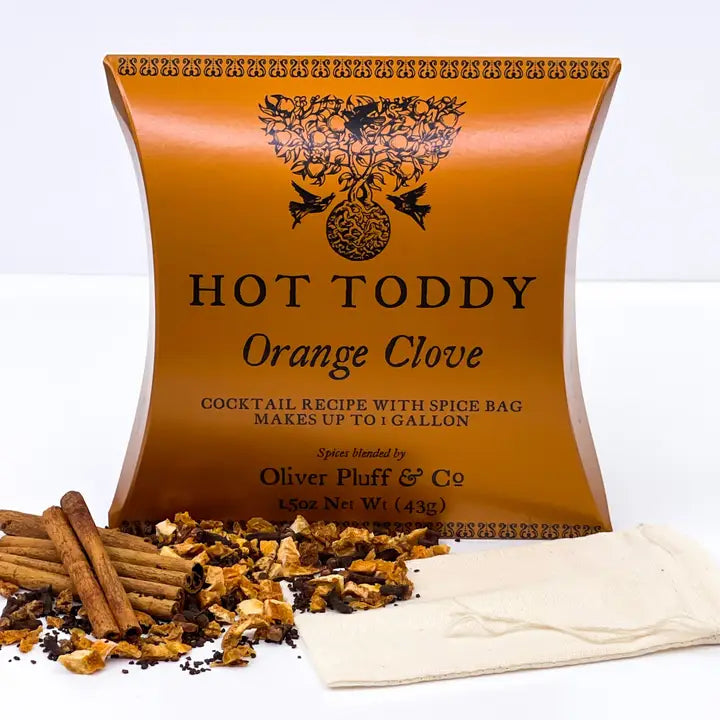 Oliver Pluff Hot Toddy Orange Clove Tea Kit with Spice Bag for homemade cocktails
