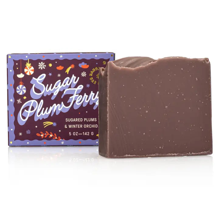 Old Whaling Co Sugar Plum Bar Soap with sugared plums and winter orchids scent in a 5 oz bar