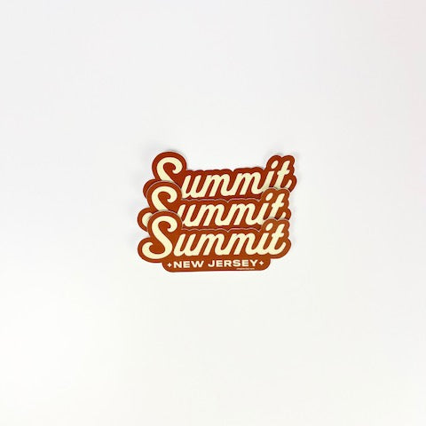 Kanibal & Co. Summit NJ sticker with retro layered design in warm brown and cream colors