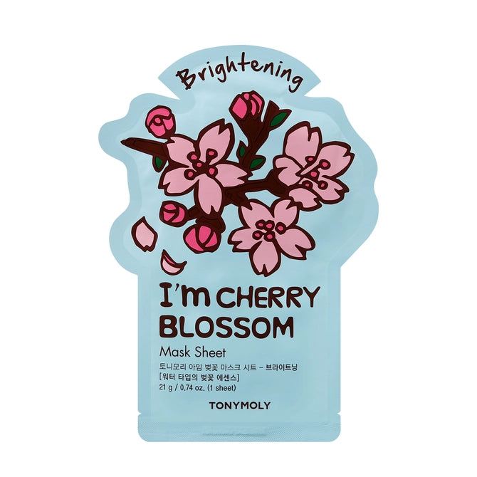 TonyMoly Brightening Sheet Mask Set featuring I'm Cherry Blossom Mask Sheet for radiant skin