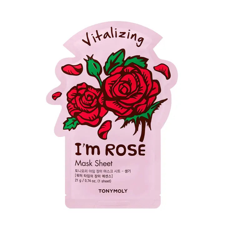 TonyMoly I'm Rose Vitalizing Mask Sheet from the brightening sheet mask set for glowing skin