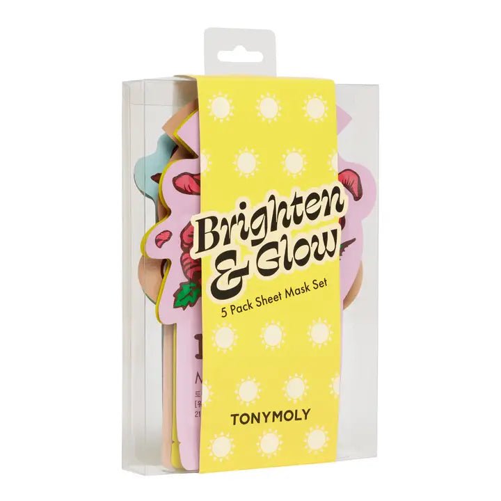 TonyMoly Brighten & Glow 5 Pack Brightening Sheet Mask Set for radiant skin