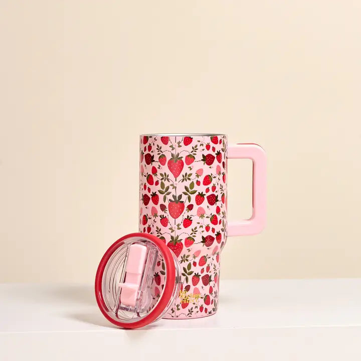 Flip Straw Tumbler, 20oz: Strawberry Fields