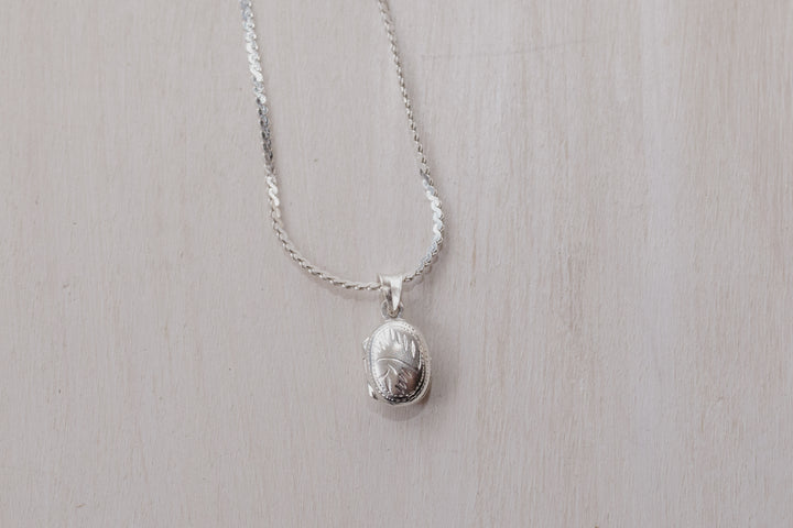 up closed photo of the oval shaped locket