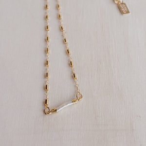 Necklace: Natural Pearl Tube Link