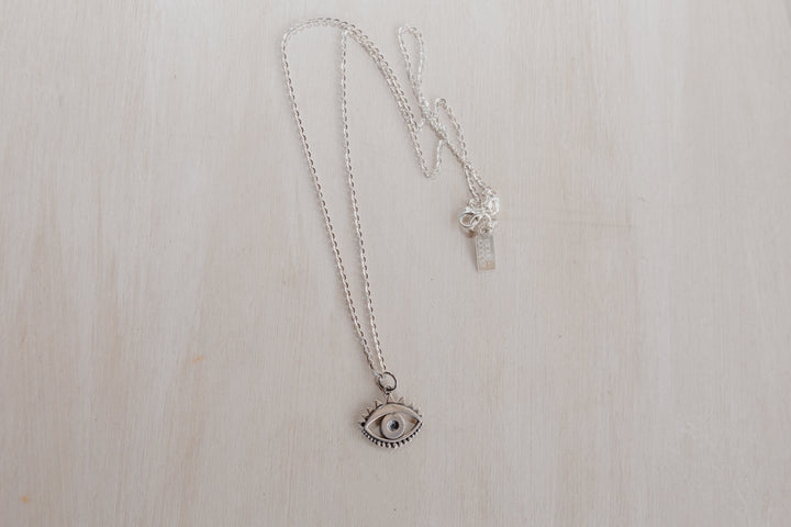  sterling silver evil eye charm on silver chain