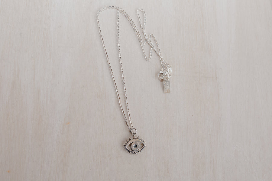 Necklace: Sterling Silver Evil Eye Layering