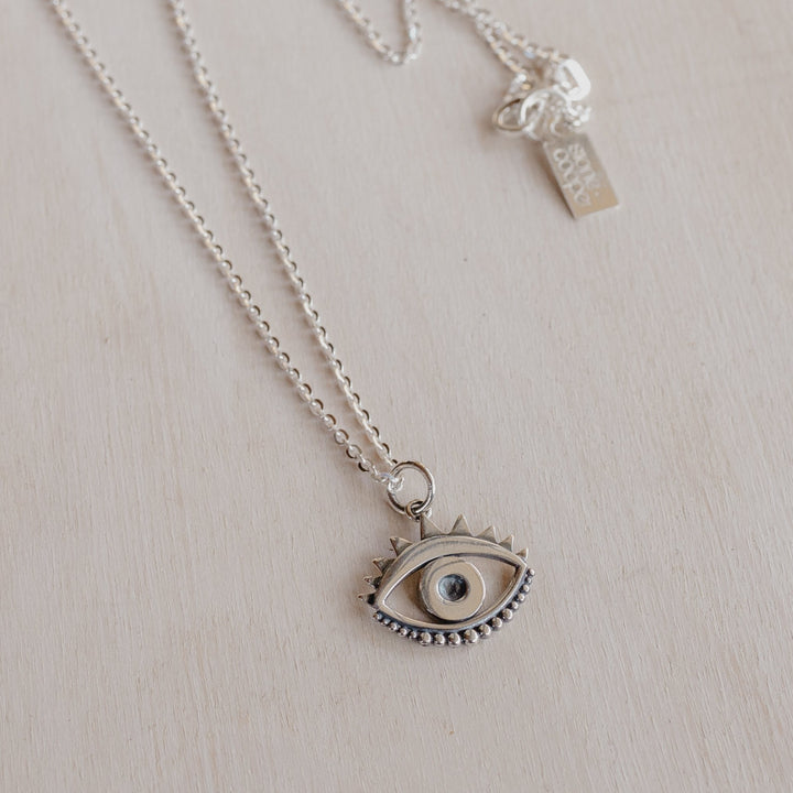  sterling silver evil eye charm on silver chain