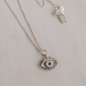 Necklace: Sterling Silver Evil Eye Layering