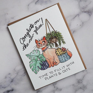 Card: Cats + Plants New Home, Moxie Fox