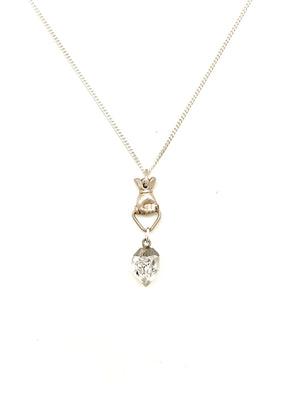  Sterling silver chains and Victorian-styled figa Hand (solid sterling silver) with Herkimer Diamond rough gems 