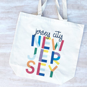Canas tote bag that reads Jersey City New Jersey