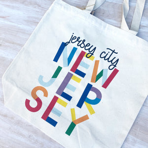 Canas tote bag that reads Jersey City New Jersey