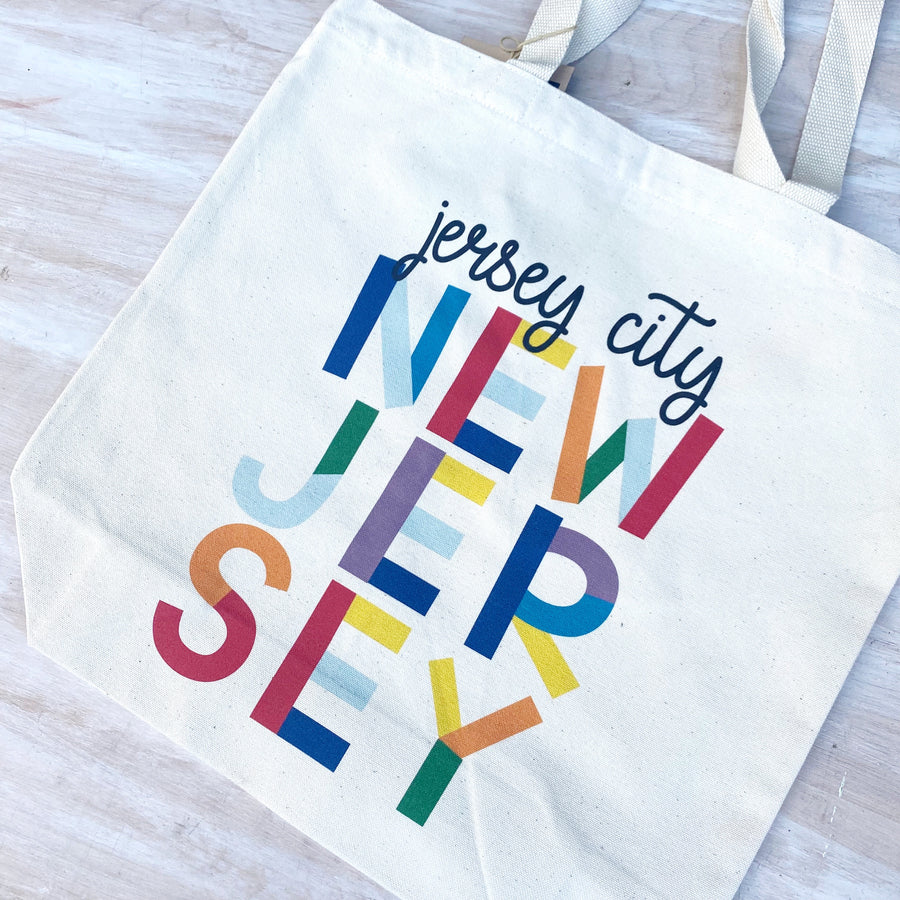 Canas tote bag that reads Jersey City New Jersey