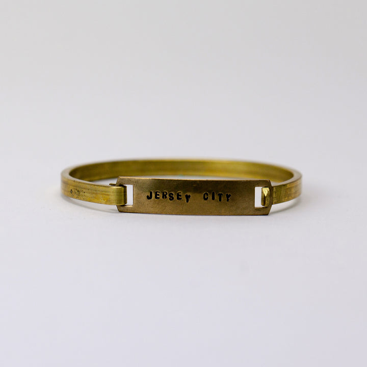 Bracelet: Jersey City Stamped Clip-Cuff, Brass