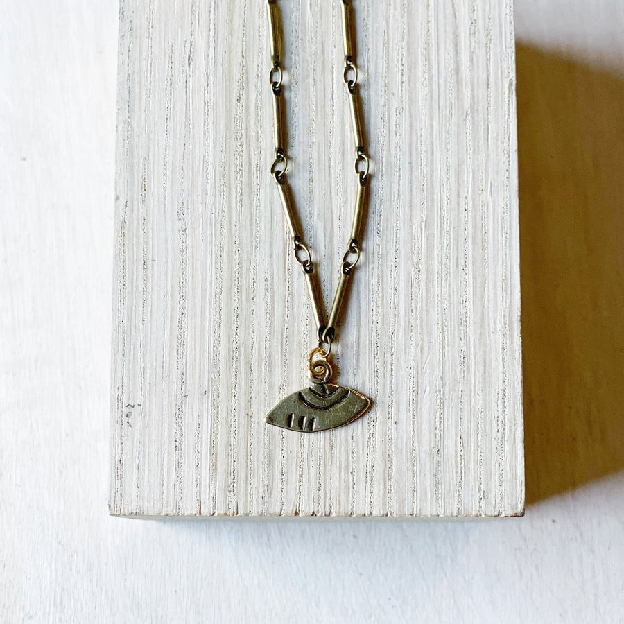 Necklace: Custom Brass Evil Eye