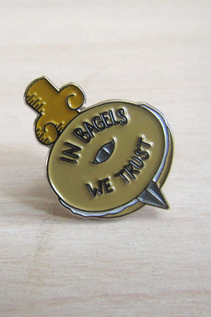 Enamel Pin: In Bagels We Trust, 1.25"