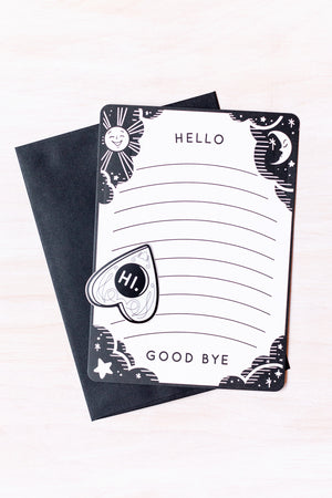 Hello / Good bye notecard and planchette sticker